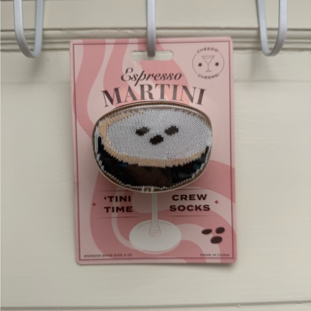 Espresso Martini Crew Socks - Coffee Cup Design